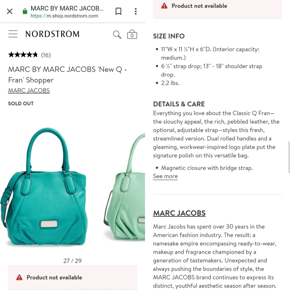 RARE! Marc Jacob's New Q Fran Bag, RARE COLOR - Picture 2 of 8